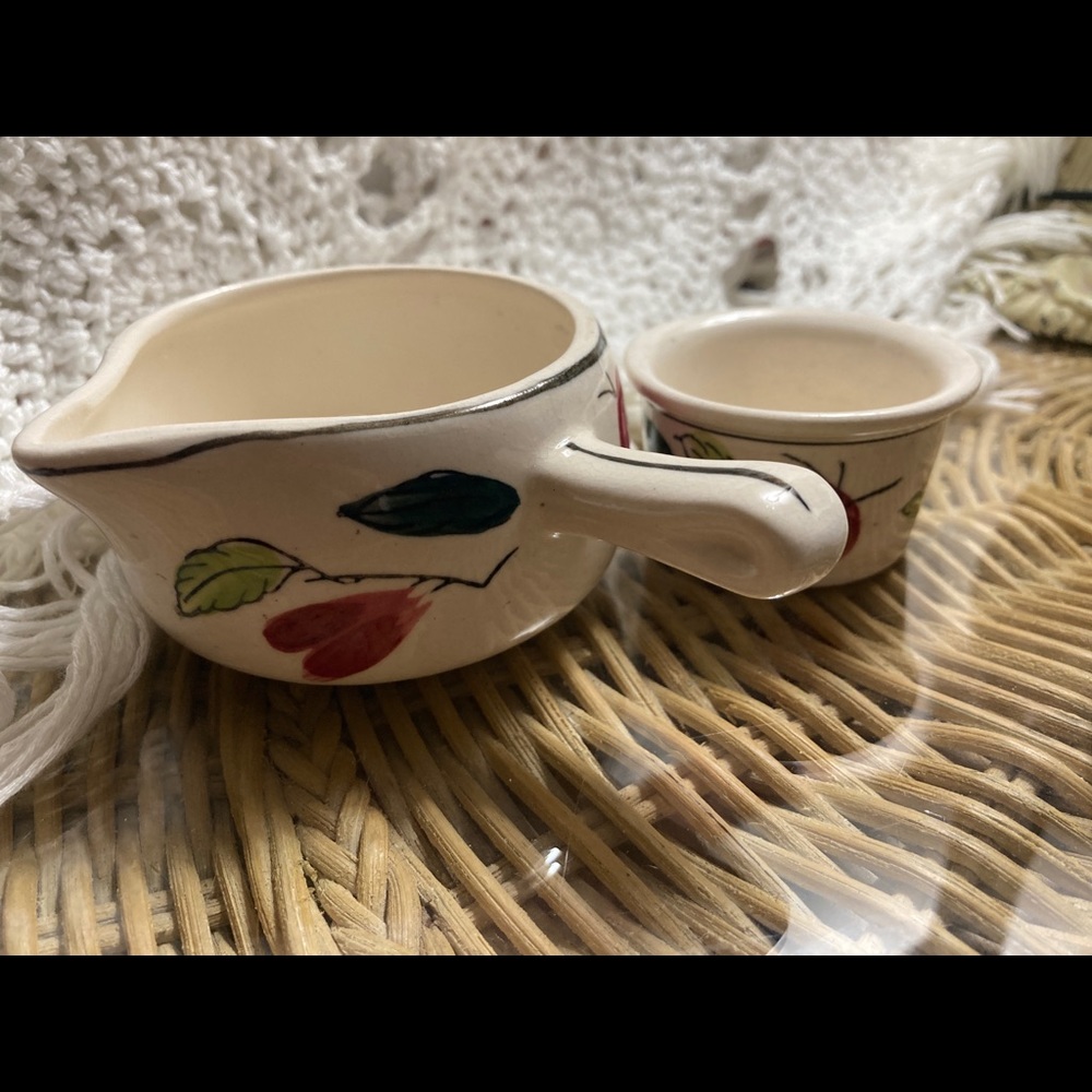 Italian pottery creamer and small bowl hand paint